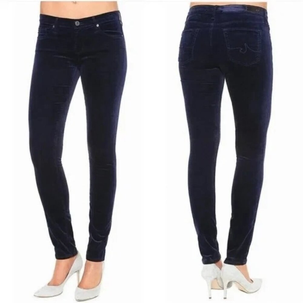AG Adriano Goldschmied The Prima Cigarette Leg Corduroy Pants Navy Blue Size 31R